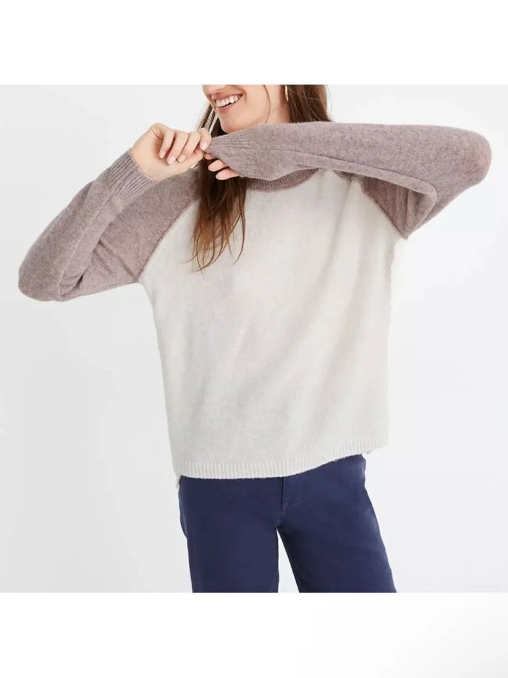 MADEWELL Colorblock Allister Pullover Sweater in Coziest Yarn L